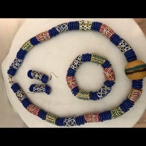 Hand crafted beaded necklace  set made in Ghana